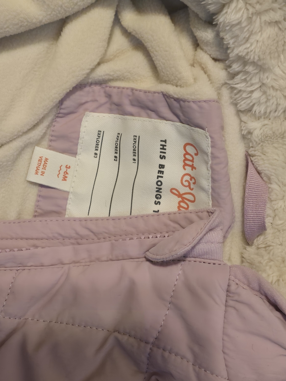 Cat & Jack Pink Snow Bib with Cream Fleece Lining